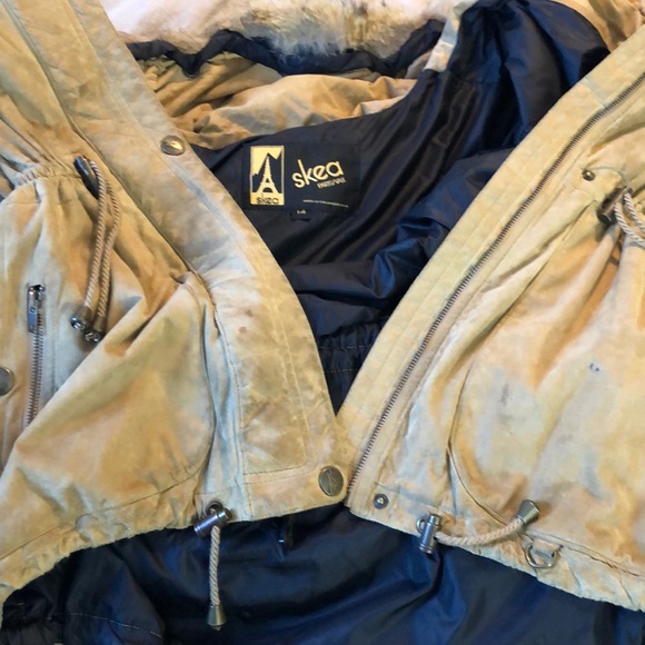 Shea Paris Vail size 14 Suede Leather & Fur Parka Made in USA Cinched Waist Tan - Picture 9 of 16